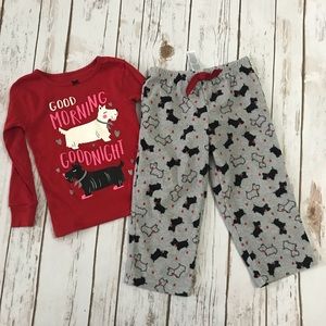 CARTER’S Red Gray dog fleece Pajamas